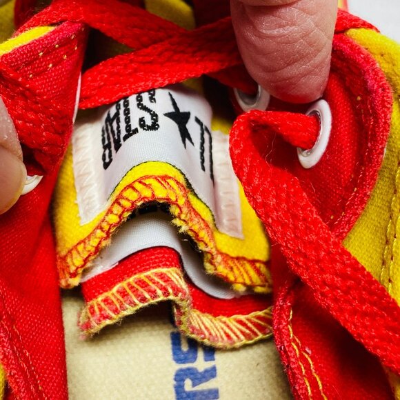 Converse All Star Yellow Red Canvas Low-Top Sneakers Sz Men 5 Women 7 Kamiakin - Picture 12 of 14